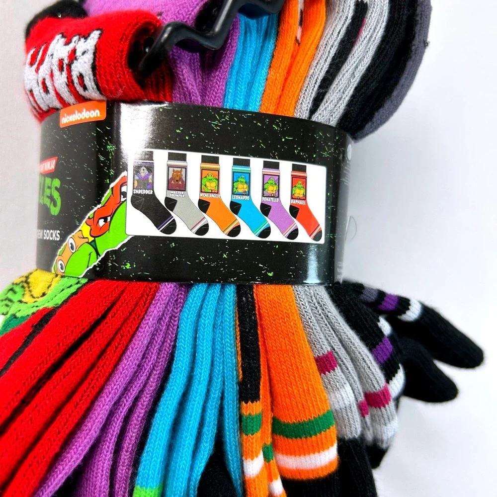 Nickelodeon TMNT Teenage Mutant Ninja Turtles Mens Crew Socks 6 Pack Gift Set